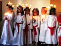 Children in a nursery school in Sweden singing traditional Lucia songs, 
					   2005